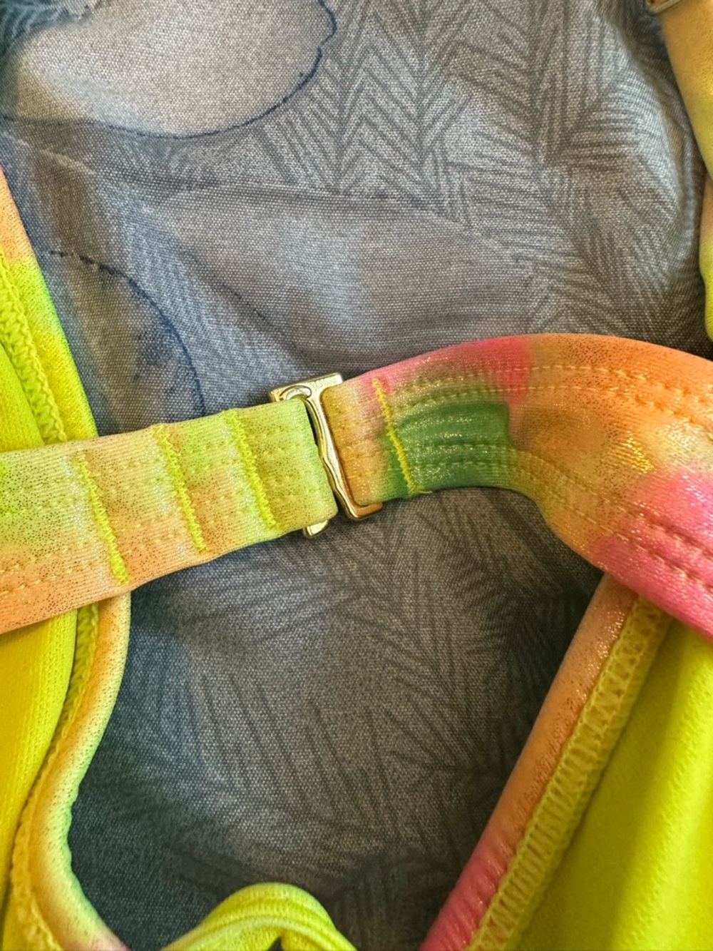 NWTS No Boundaries Neon Tie-Dye Bikini Set - Yellow, Green, Pink, Orange Sz M - Picture 8 of 11